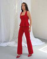 Sculpted Peplum Trouser Set