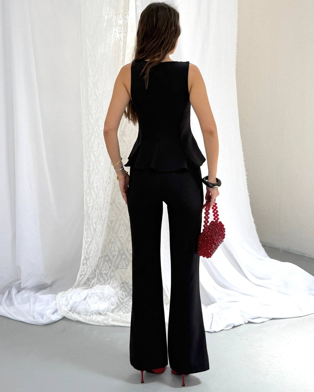 Sculpted Peplum Trouser Set
