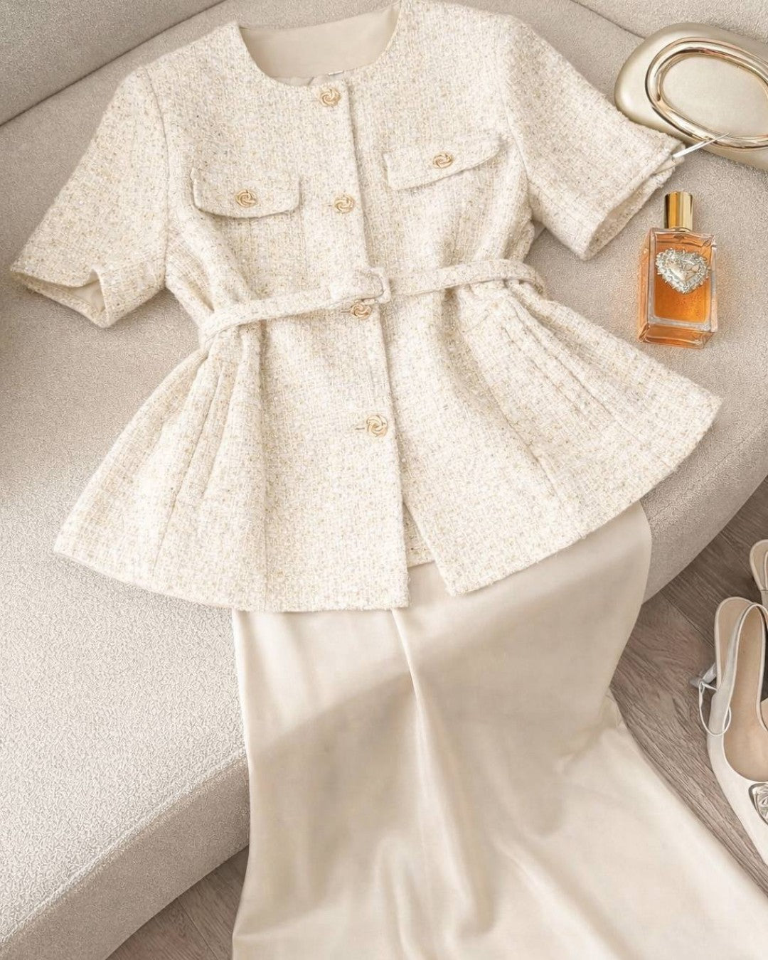 Sculpted Tweed Set + Belt