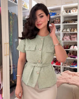 Sculpted Tweed Set + Belt