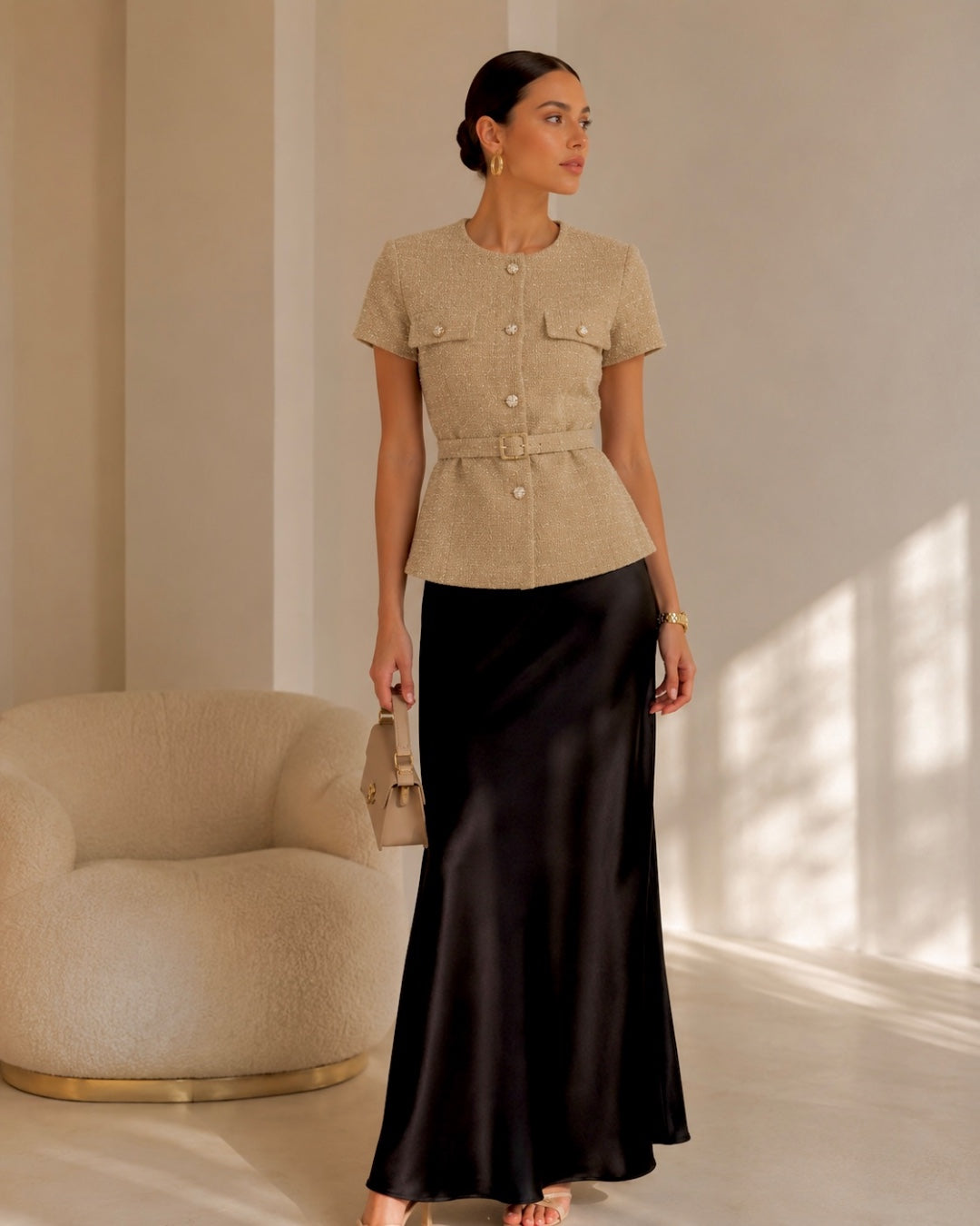 Sculpted Tweed Set + Belt