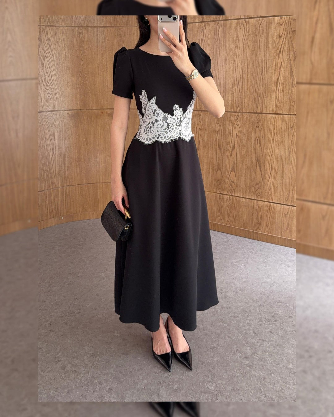 Sculpted Waist Lace Dress