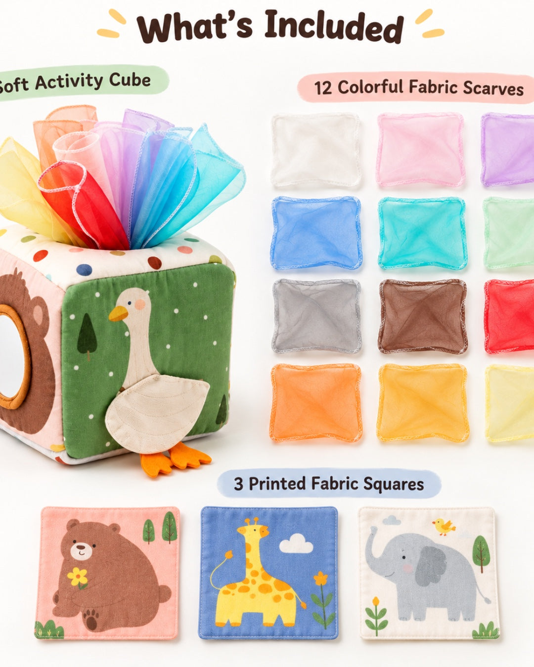 Sensory Tissue Box with Rainbow Fabrics