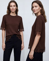 Sheer Lace Trim T-Shirt