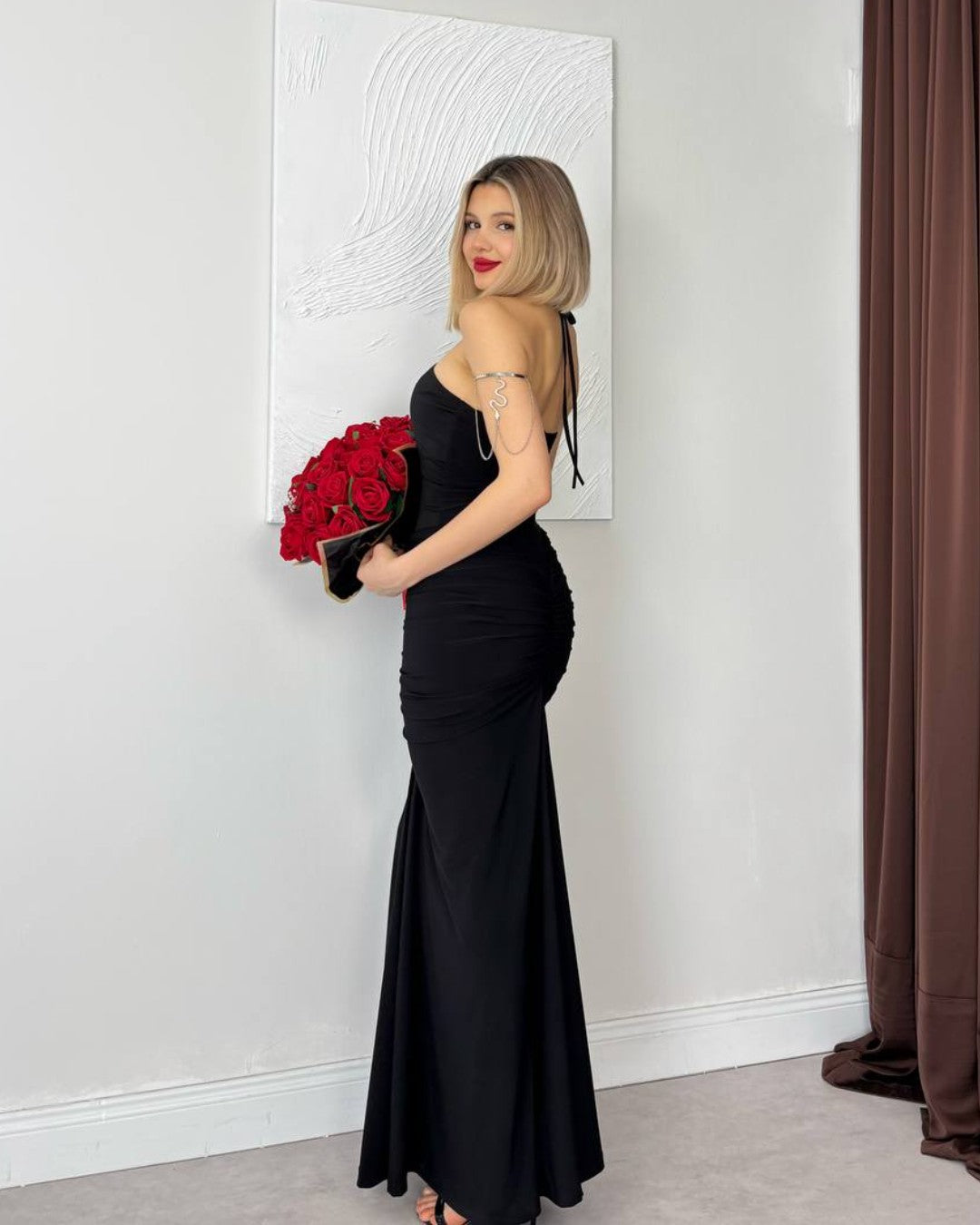 Sleek Drape Maxi Dress