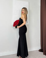 Sleek Drape Maxi Dress
