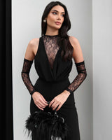 Soft LacHalter Jumpsuit with Gloves