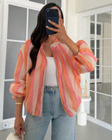 Sorbet Stripe Bomber Jacket