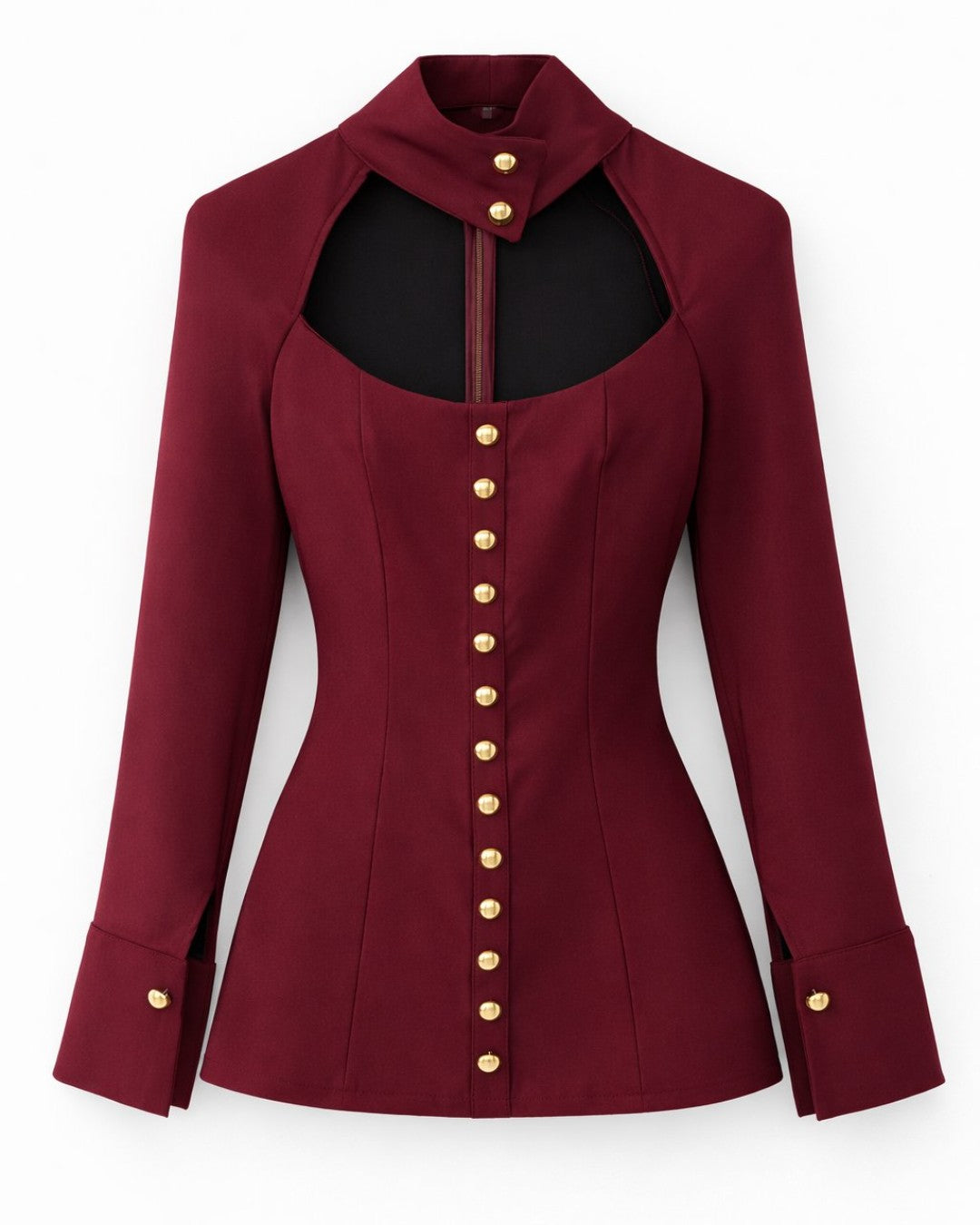 Statement Neckline Button Top
