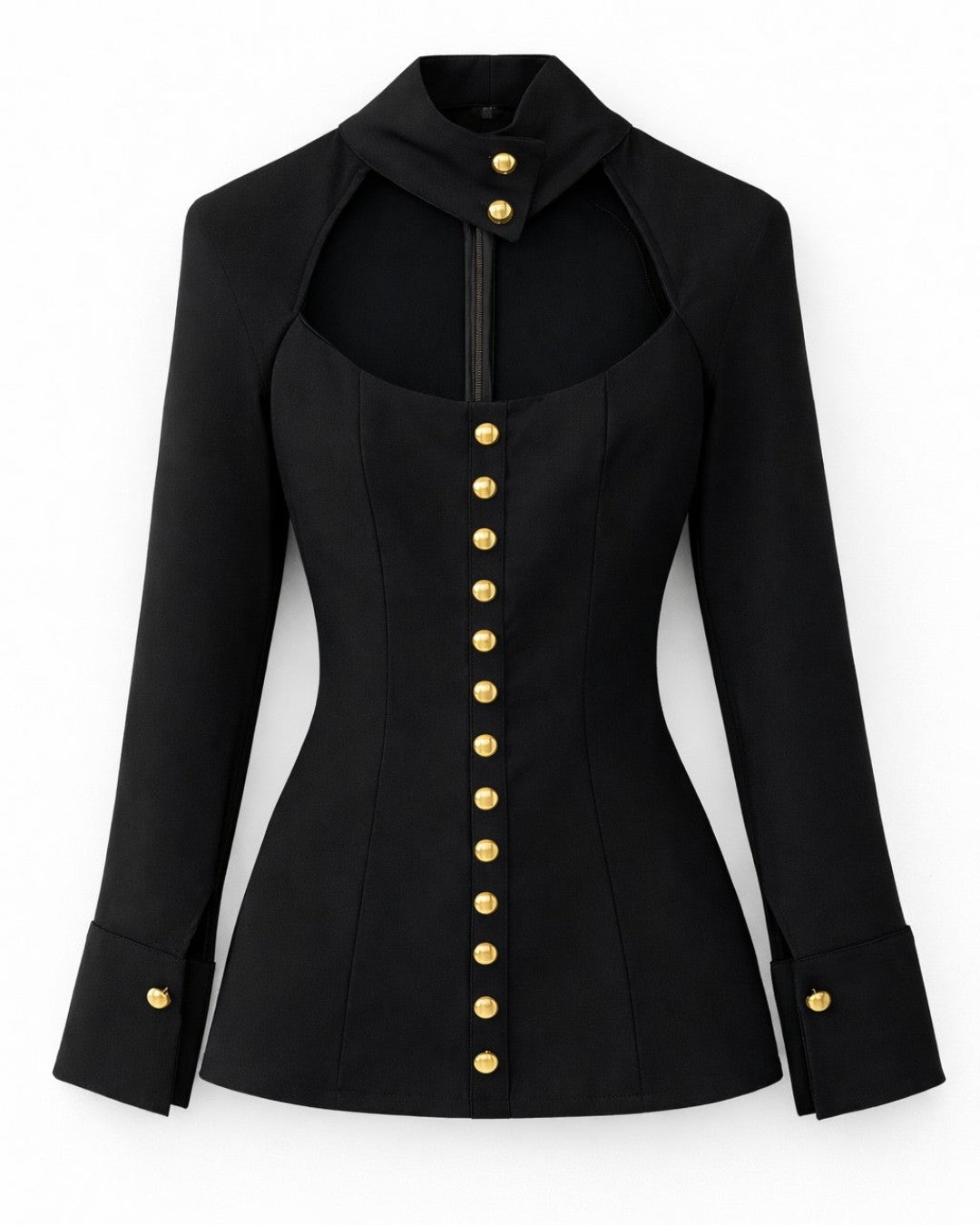 Statement Neckline Button Top