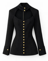 Statement Neckline Button Top