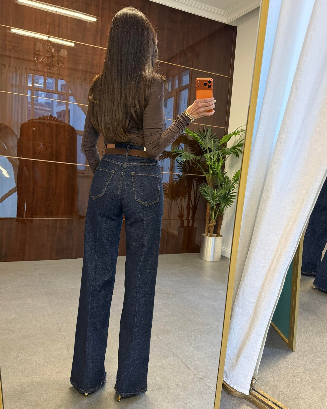 Straight-Leg Denim + Belt