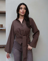 Striped Tie-Waist Shirt