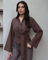 Striped Tie-Waist Shirt