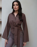 Striped Tie-Waist Shirt