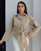 Striped Tie-Waist Shirt