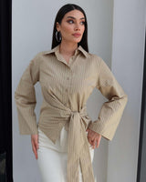 Striped Tie-Waist Shirt