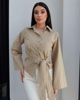 Striped Tie-Waist Shirt
