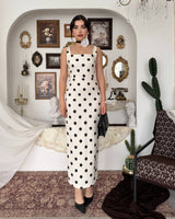 Structured Polka Midi Dress