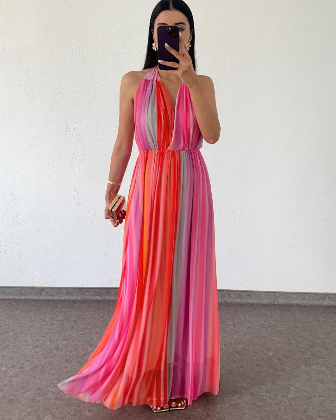 Sunset Pleated Maxi Dress