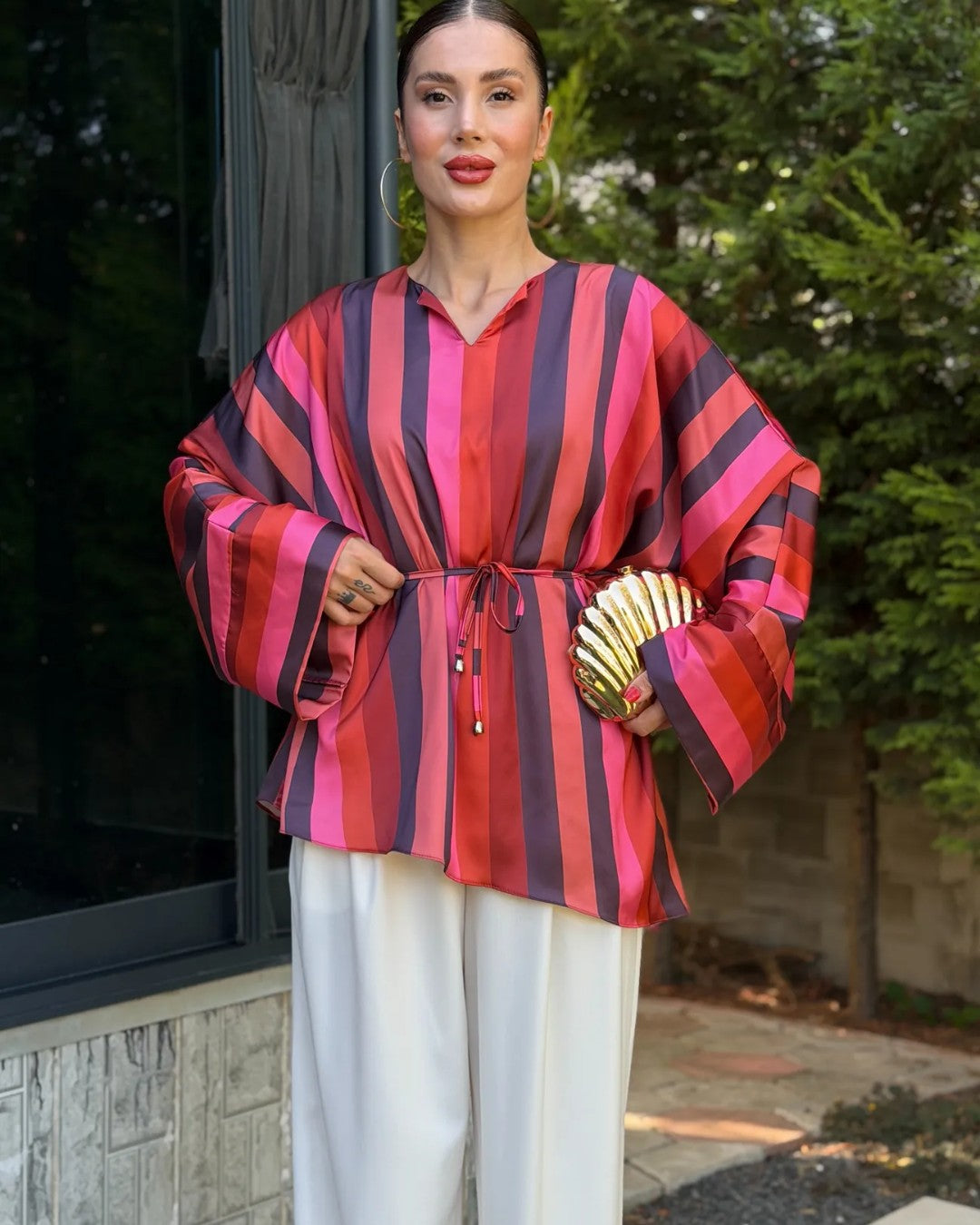 Sunset Summer Striped Shirt + Belt