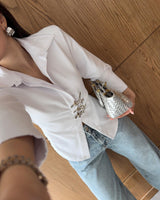 Tailored Shirt with Front Clasp Detail