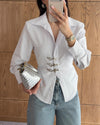 Tailored Shirt with Front Clasp Detail