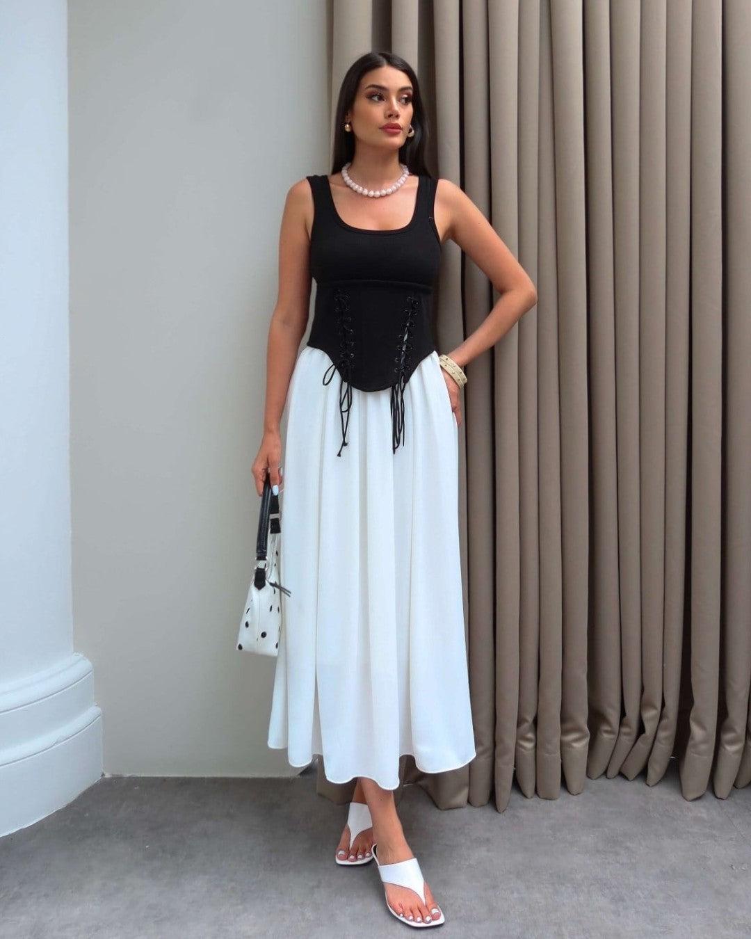 The Noir Corset Midi Dress