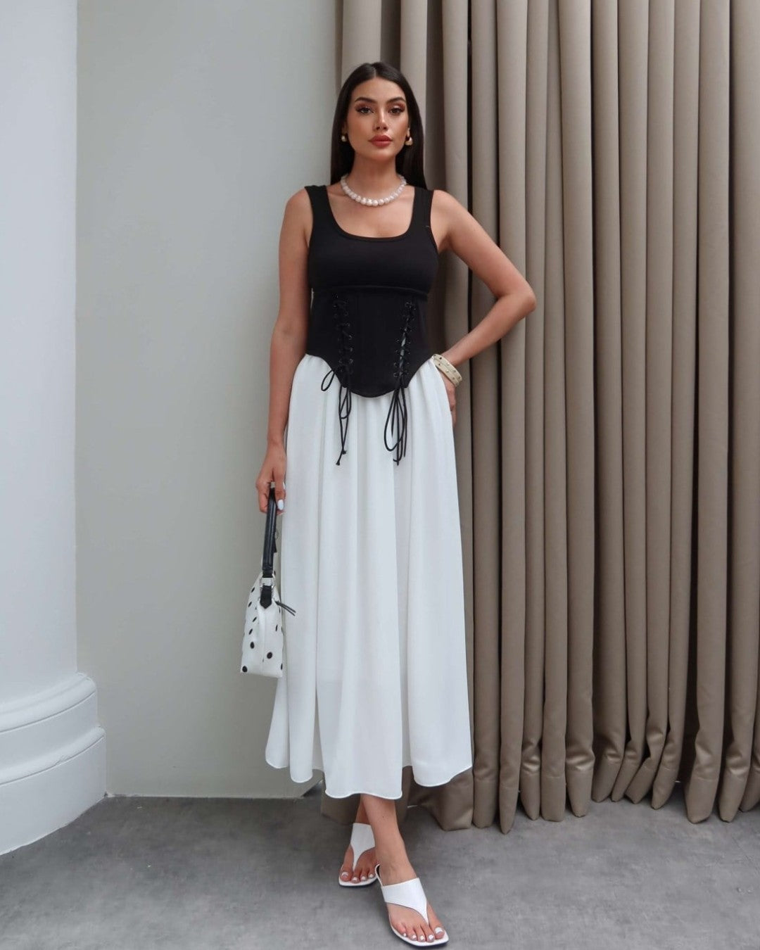 The Noir Corset Midi Dress