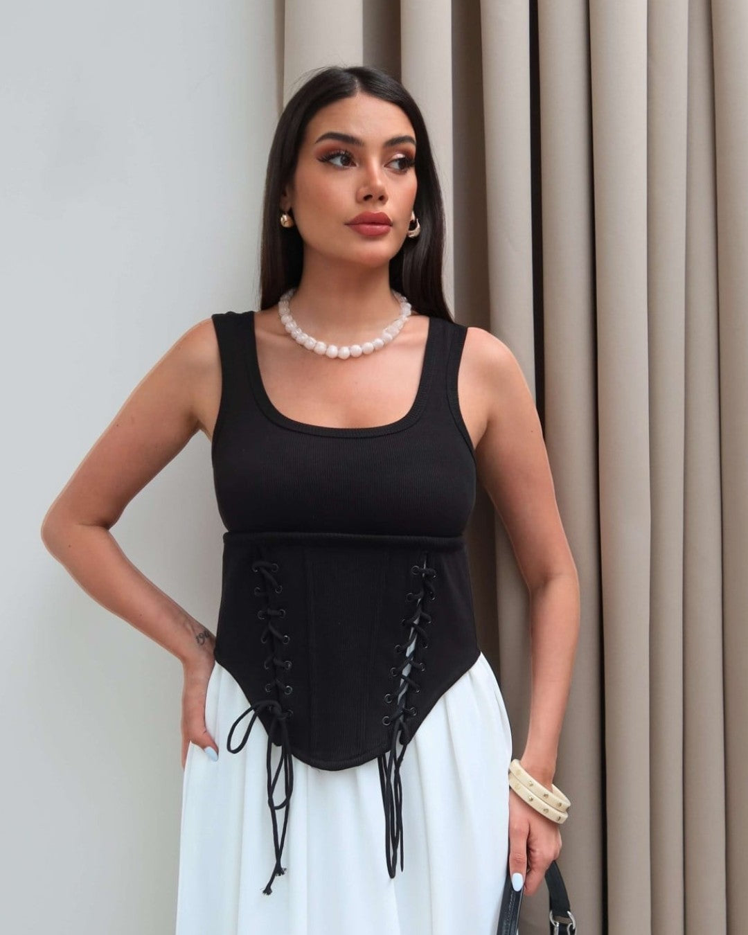 The Noir Corset Midi Dress