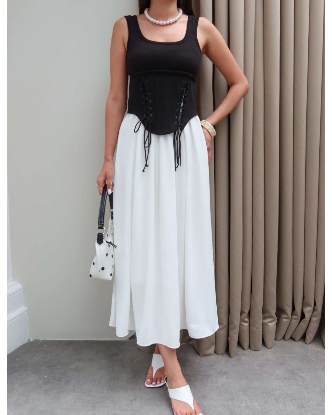 The Noir Corset Midi Dress