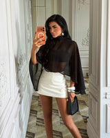 The Noir Sheer Cape Top