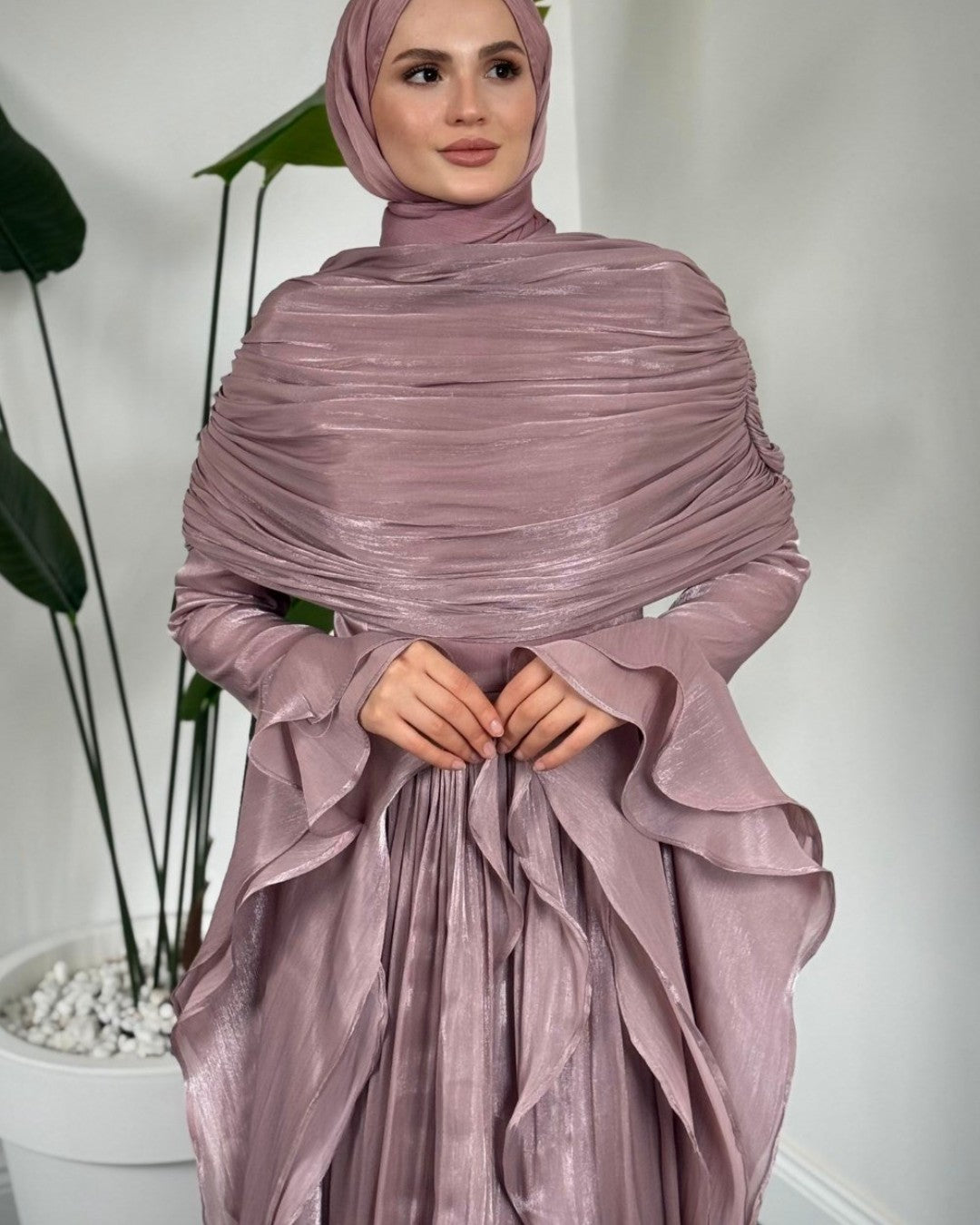 Valencia Ruffles Drape Gown