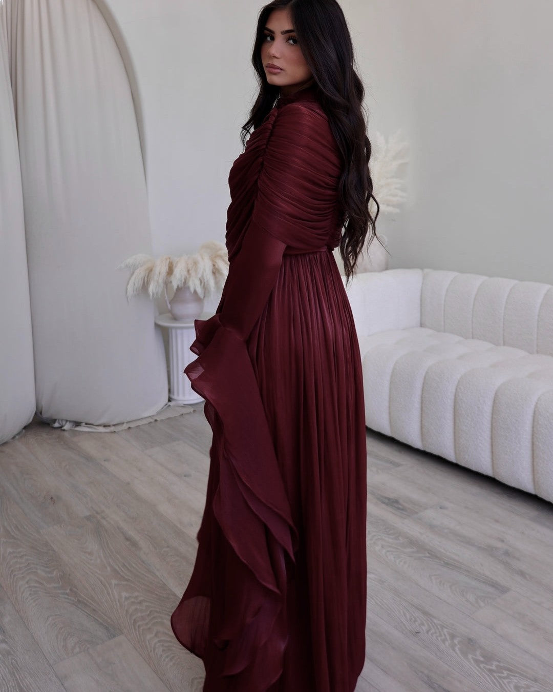 Valencia Ruffles Drape Gown