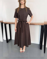 Velour Midi Dress + Belt