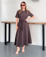 Velour Midi Dress + Belt