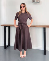 Velour Midi Dress + Belt