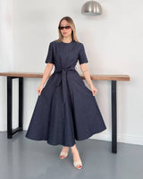 Velour Midi Dress + Belt