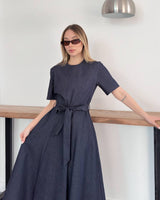 Velour Midi Dress + Belt