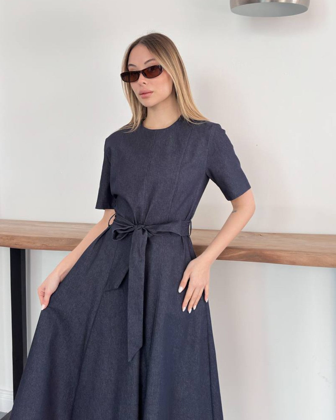 Velour Midi Dress + Belt