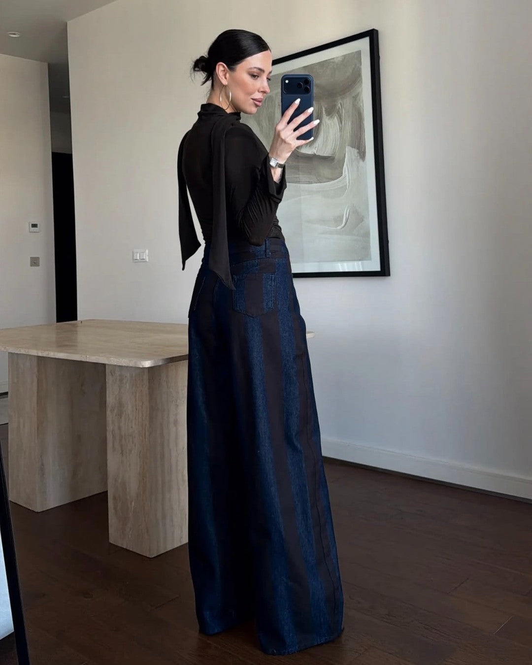 Vertical Panel Wide-Leg Denim