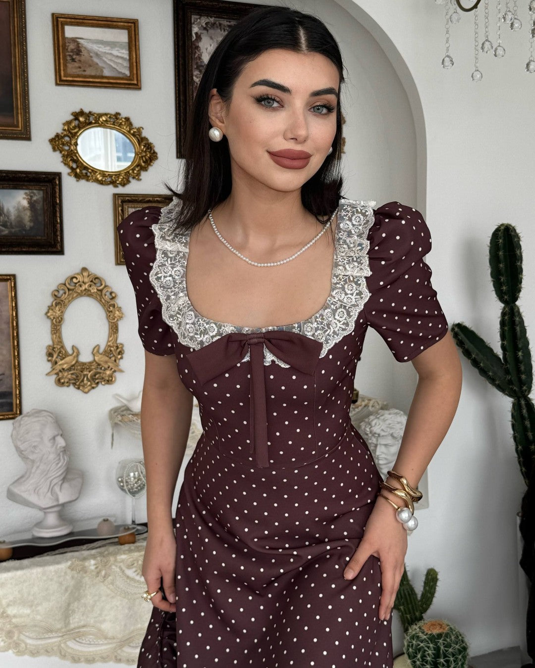 Vintage Polka Maxi Dress