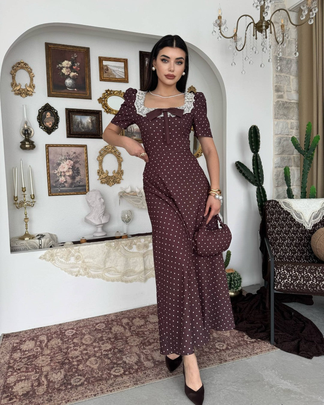 Vintage Polka Maxi Dress