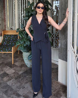 Wrap Vest Suit Set
