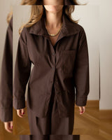 Aria Poplin Co-ord + Belt - Brown - front view