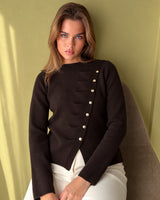 Asymmetric Classy Top - Brown - front view