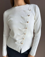 Asymmetric Classy Top - White - front view