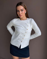 Asymmetric Classy Top - White - front view