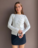 Asymmetric Classy Top - White - front view