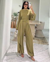 Asymmetric Draped Two-Piece Set - Zeti - front view